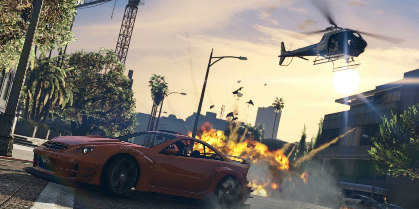 GTA V being chased by a helicopter