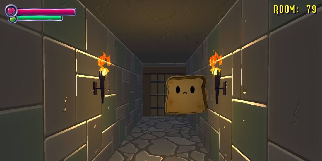Running down a scary hallways in Spooky's Jump Scare Mansion with a piece of scary toast popping out
