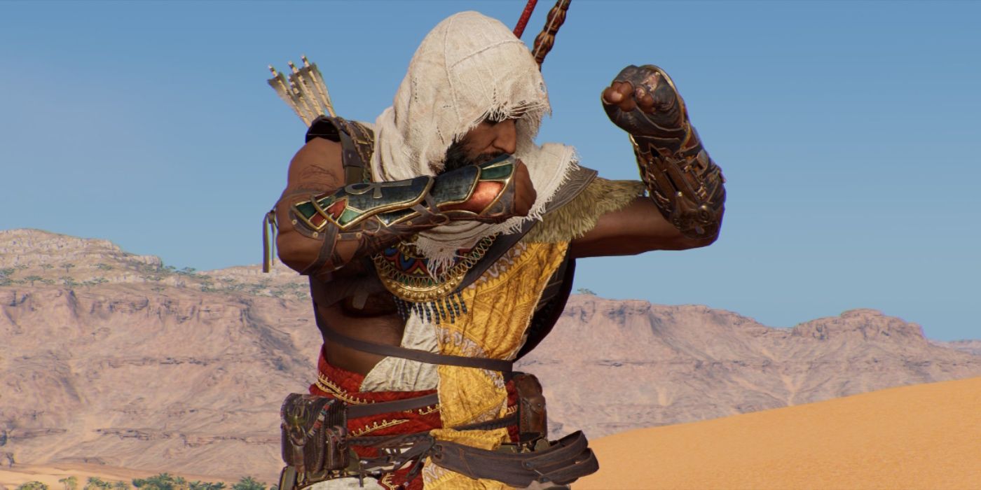 Bayek of Siwa rready to fight in the desert