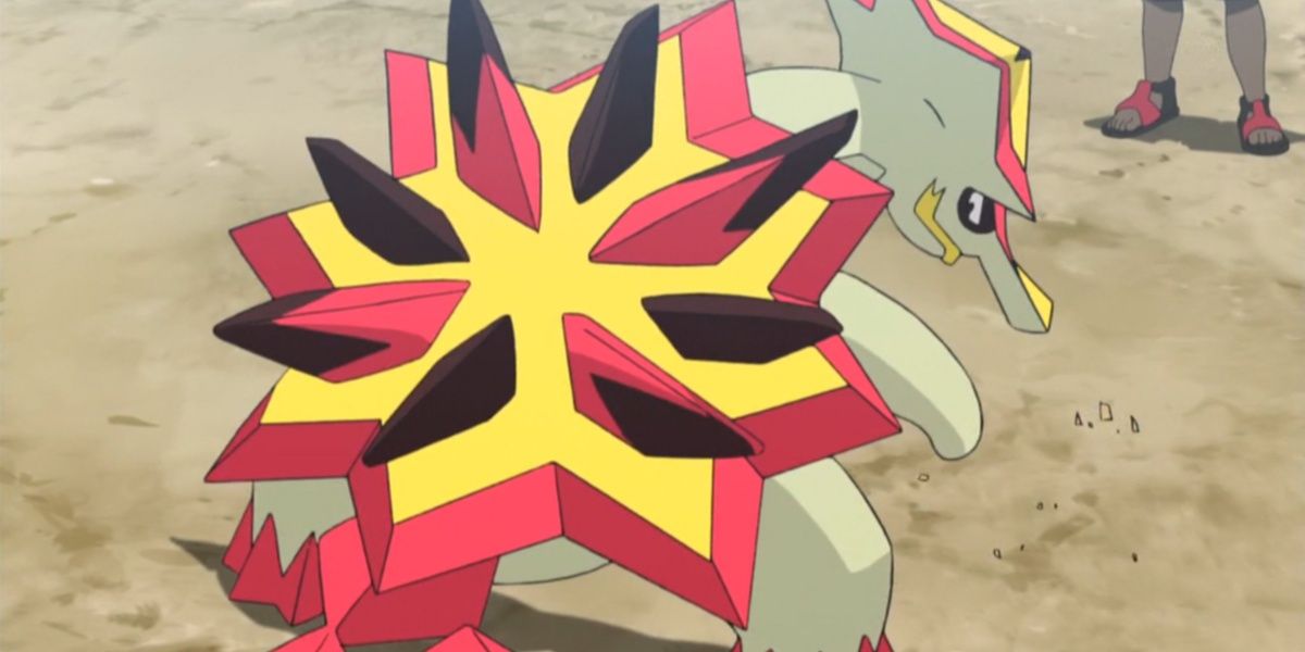 Turtonator in the anime using shell trap