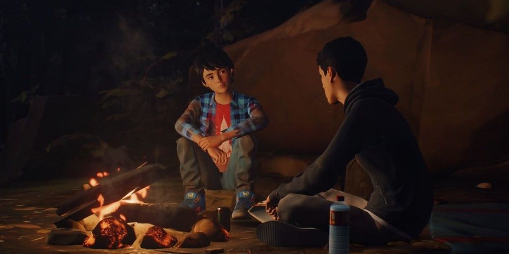 Sean And Daniel Diaz Sitting At A Campfire In Life Is Strange 2