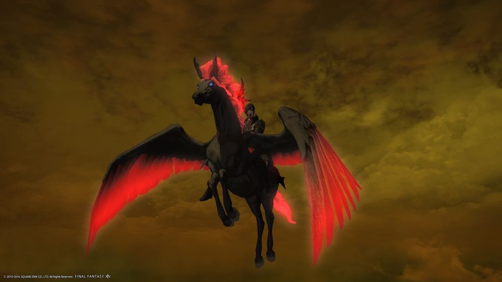 Black Pegasus mount in Final Fantasy 14
