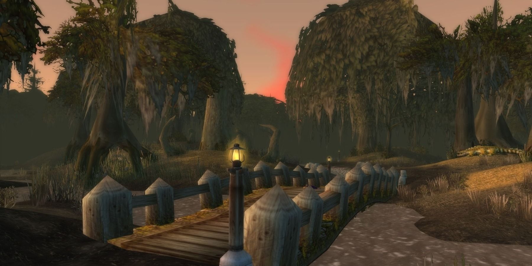 A bridge near the entrance to dustwallow marsh in Classic: World of Warcarft