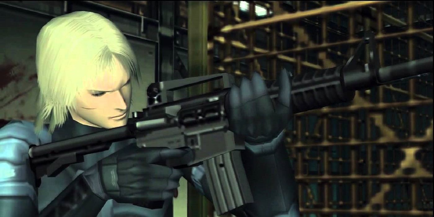 Metal Gear SOlid 2 raiden with an assault rifle