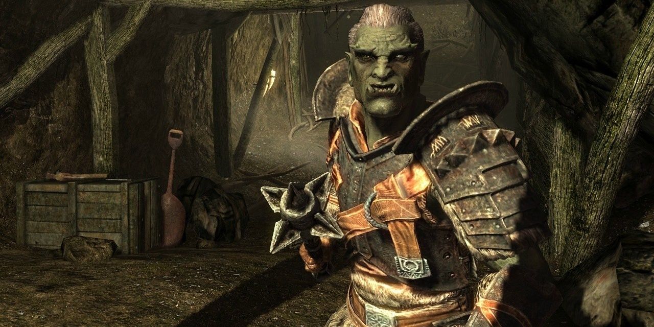 Skyrim Orc Warrior In A Mine