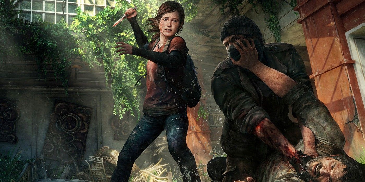 Screenshot von Ellie, die versucht, Joel zu retten, während er in The Last of Us festgehalten wird. 