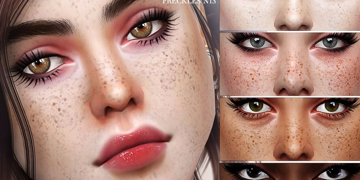 The Ellen N13 freckles mod being shown on different skintones