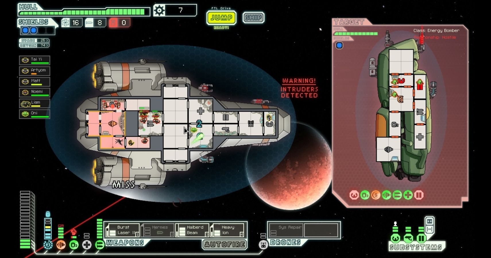 the kestrel in a dogfight with a zoltan ship