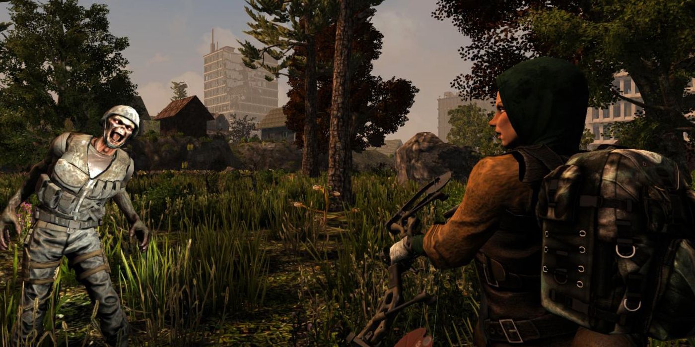 7 Days To Die Screenshot Of Character Fighting Zombie