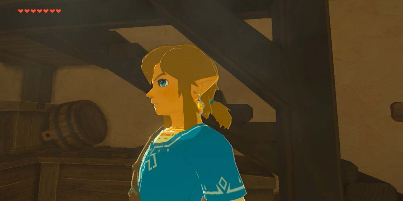 Link wearing amber earrings in Breath of the Wild