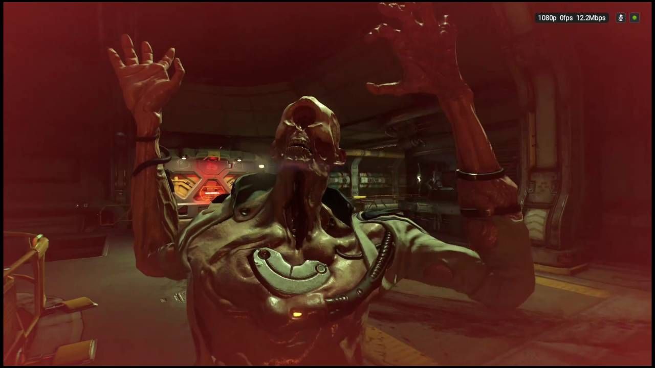 a zombie rearing up to attack DOOM guy