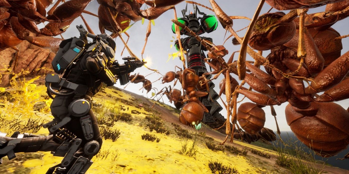 Earth defense force iron rain surrounded by bugs