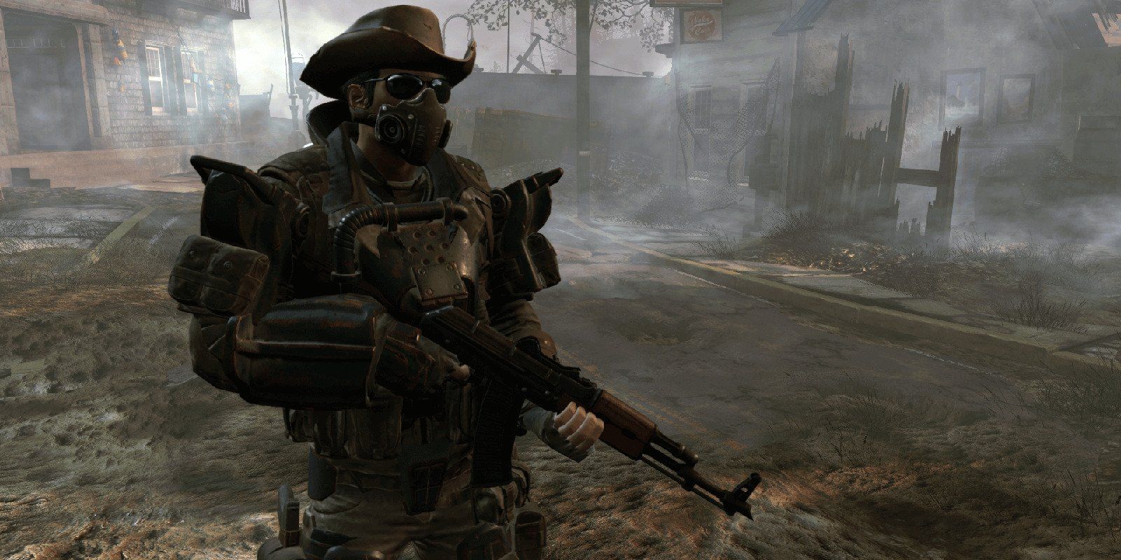 A Wasteland Ranger looks around in Fallout 4