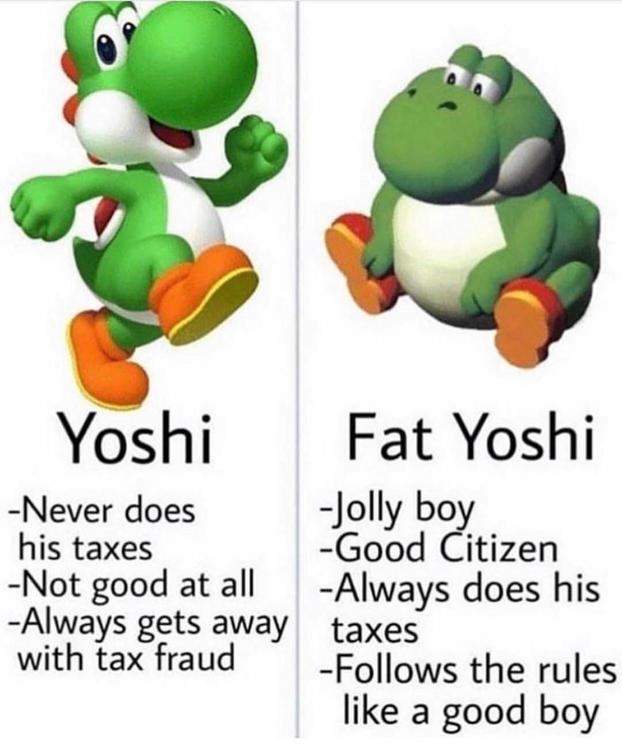 Fat Yoshi Vs Normal Yoshi