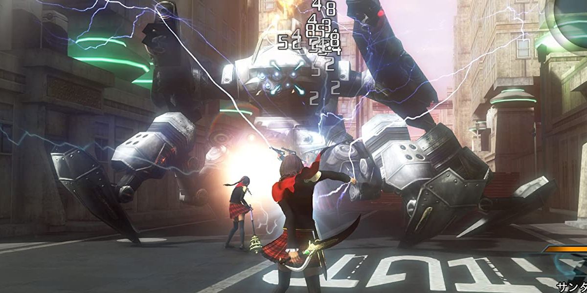 Final Fantasy Type-0 HD students fighting a huge robotic enemy