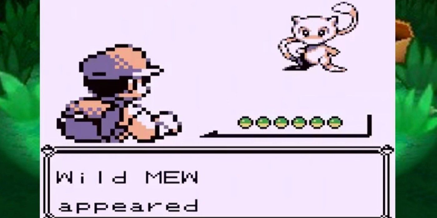 image of Ash encountering a Mew in Pokemon