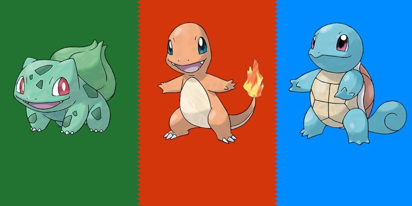 image of Pokemon Red and Blue starter Pokemon Squirtle, Charmander, and Bulbasaur