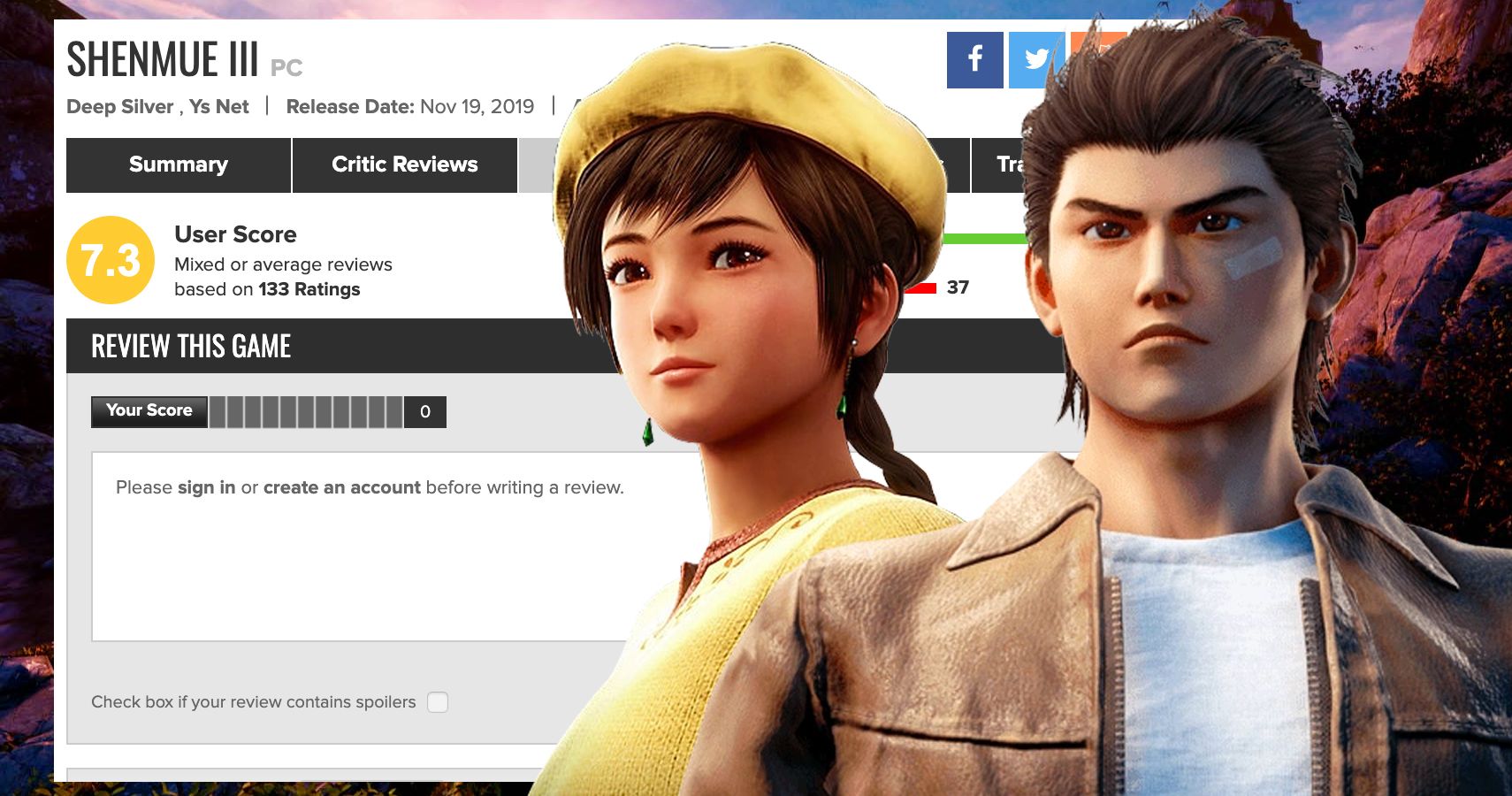 shenmue 3 metacritic