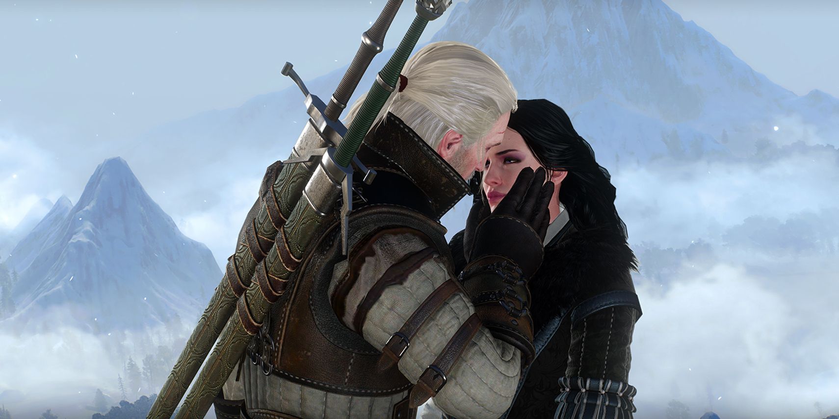 Witcher 3-Screenshot des Küssens von Geralt und Yennefer