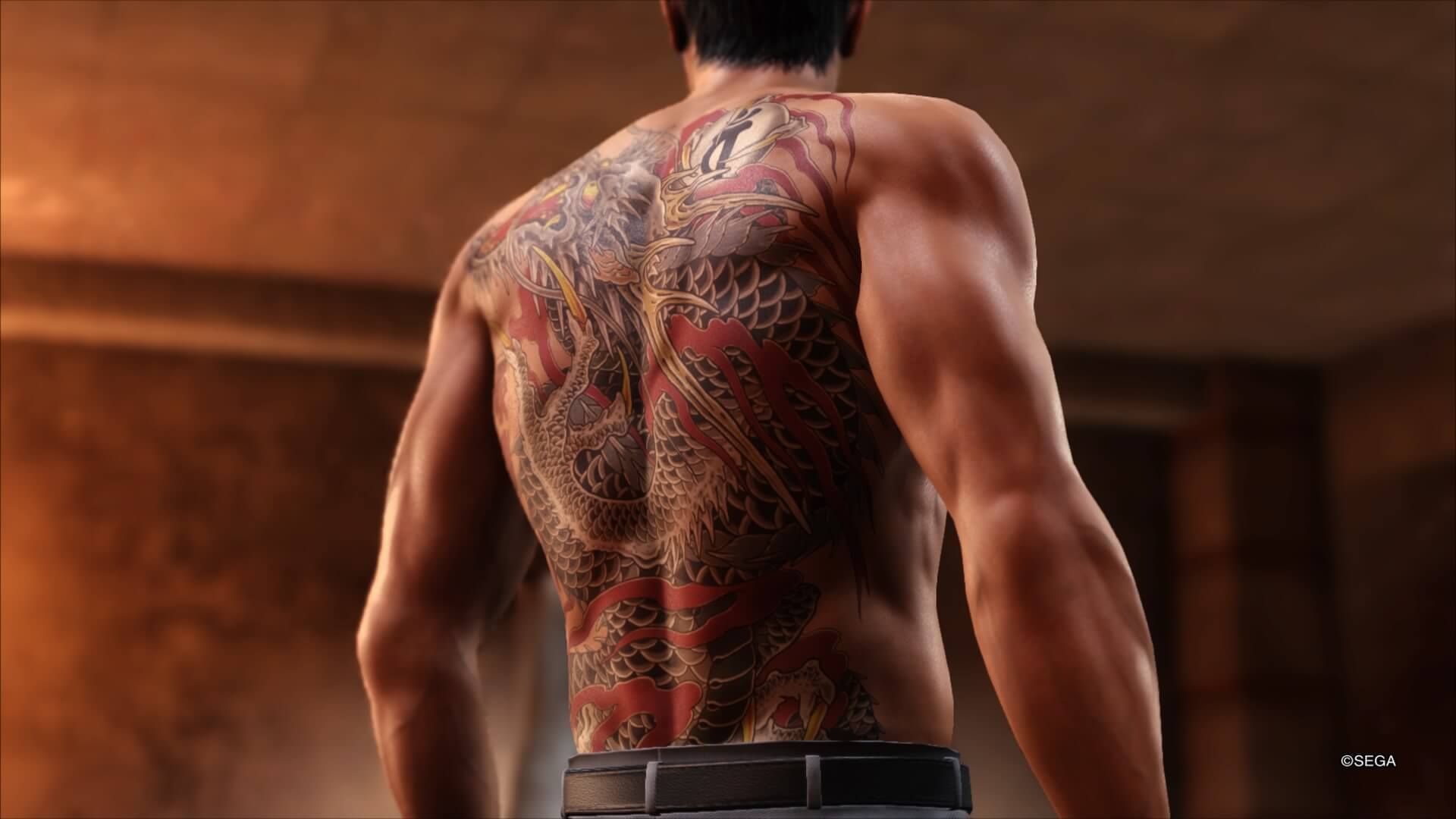 Dragon tattoo on Kazuma Kiryu