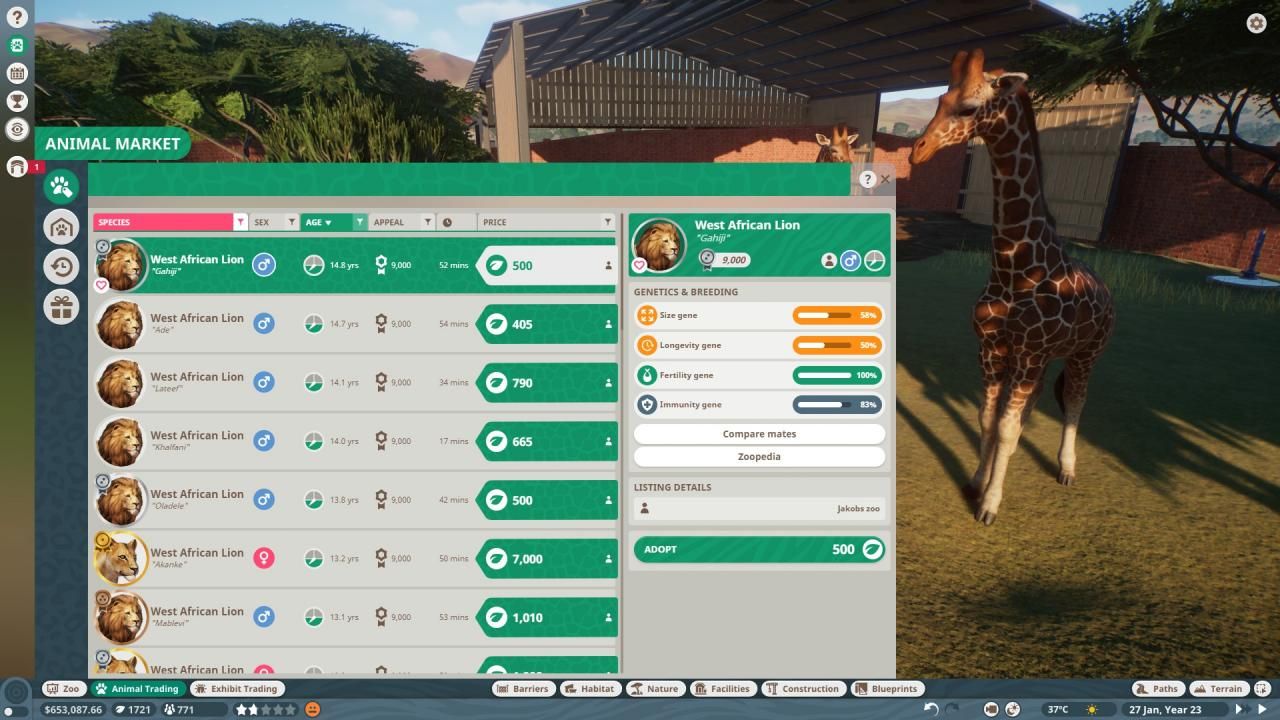 animal market in Planet Zoo