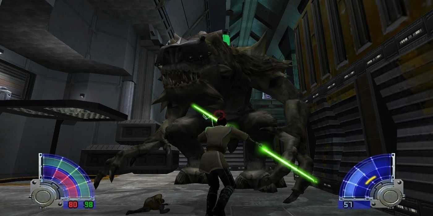 Star Wars Jedi Knight 2 Outcast Screenshot Of Jedi Fighting Creature