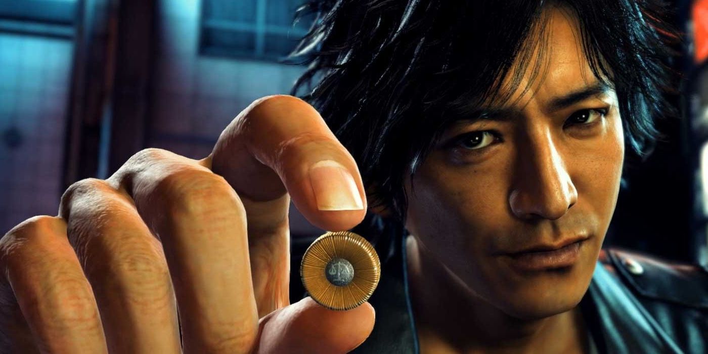 Protagonist Takayuki Yagami holding a bullet in between his fingers and staring at it. 