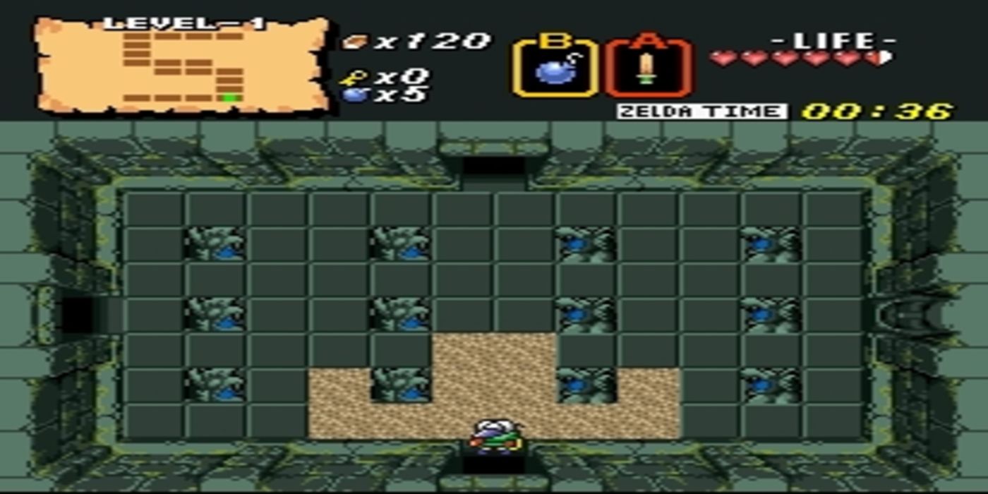 Link walks into a dark dungeon