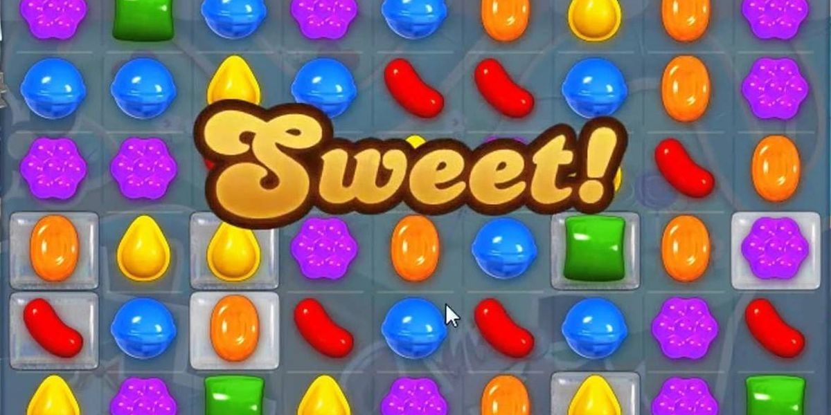 Candy Crush background with the word "Sweet!"