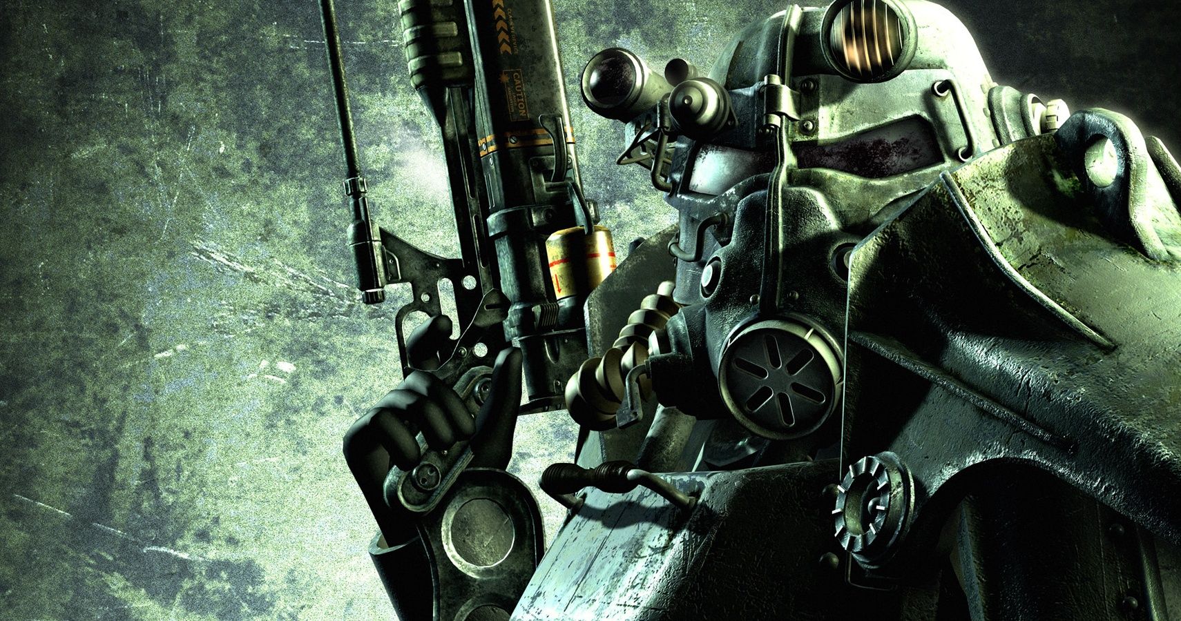 Fallout 3 Power Armor Soldier Holding Energy Weapon