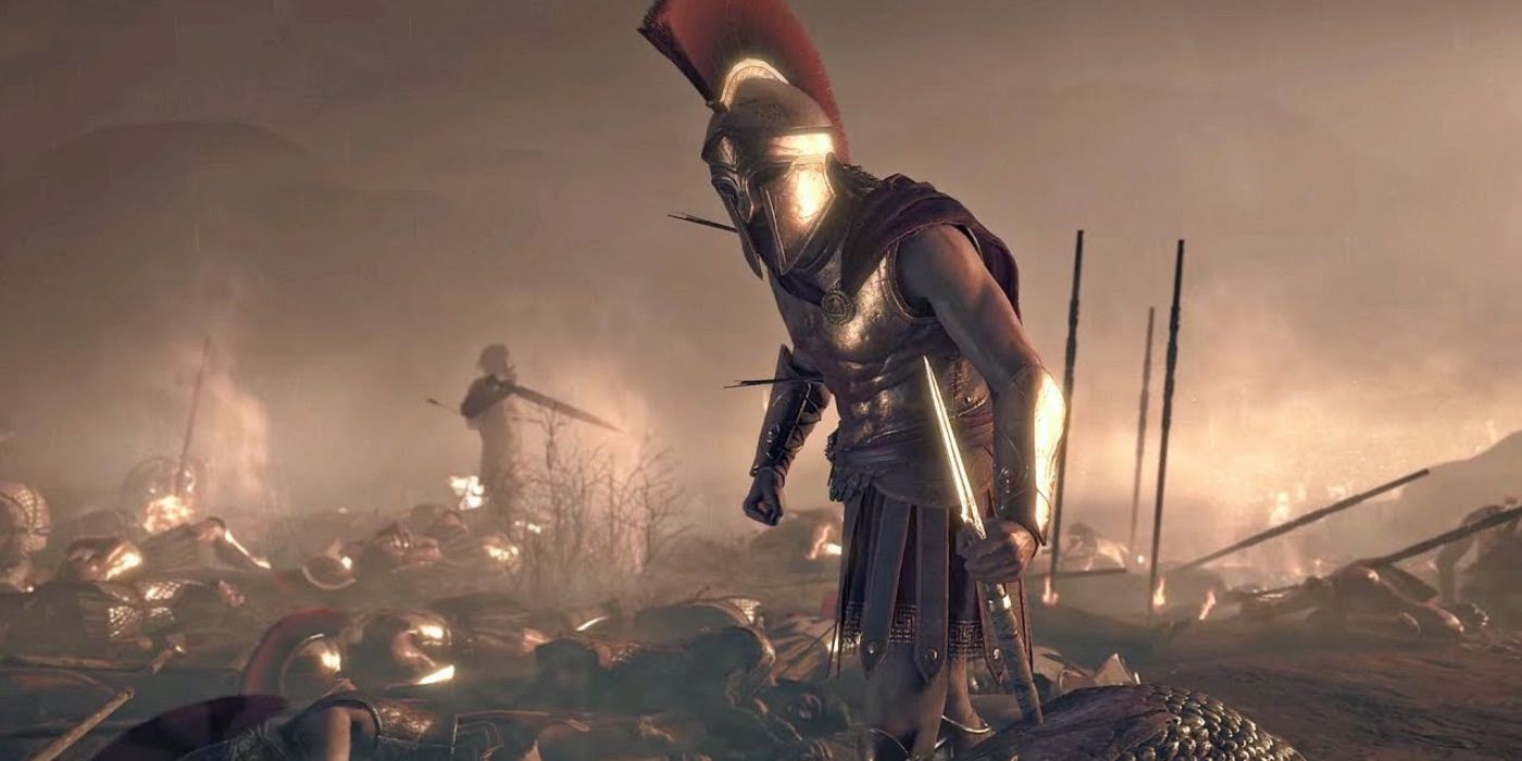 Assassin's Creed Odyssey Leonidas in the middle of a battle