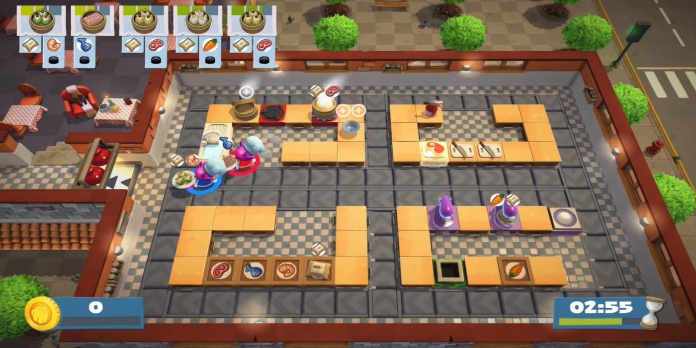 A screenshot showing gameplay in Overcooked
