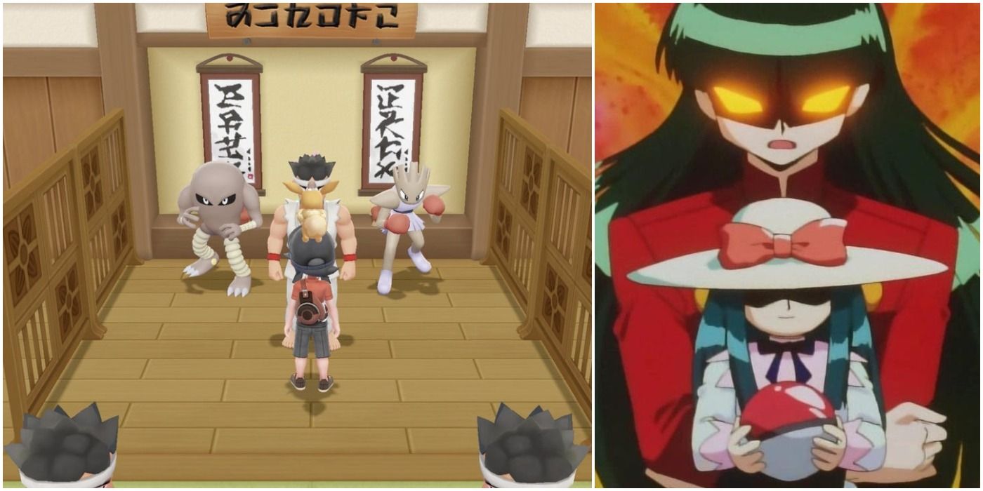 images of Sabrina and the Fighting Dojo in Saffron City from Pokemon
