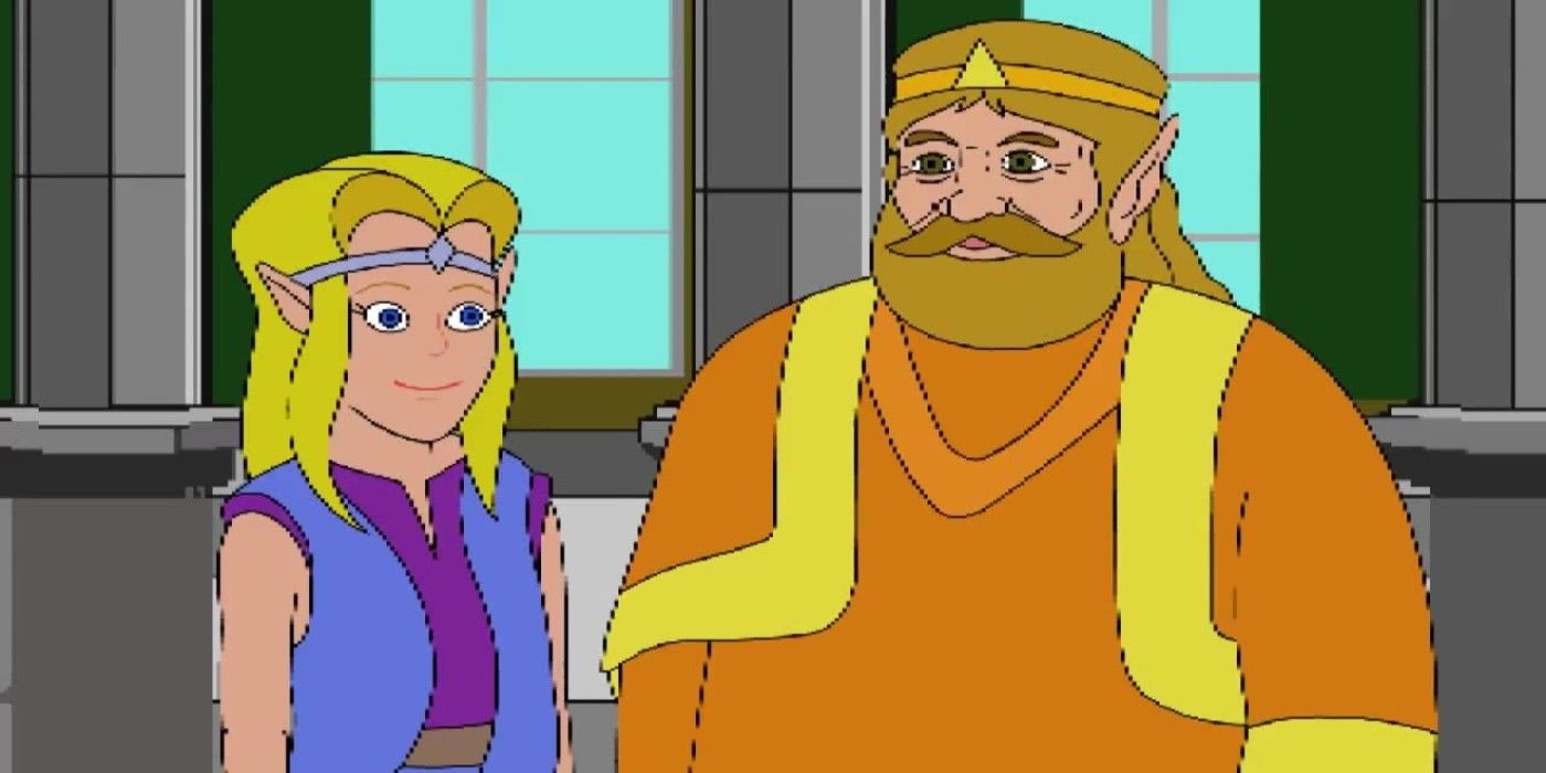 Zelda und ihr Vater lächeln einander in Zelda CDI an.