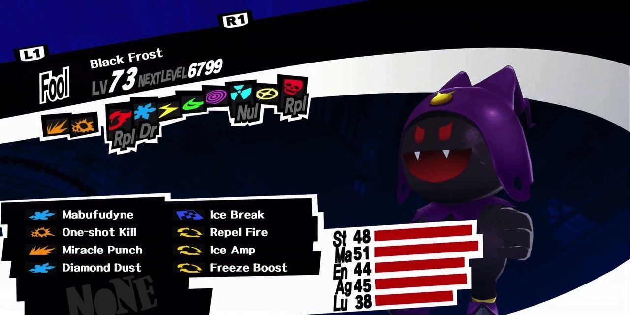 Black Frost persona 5 stat page