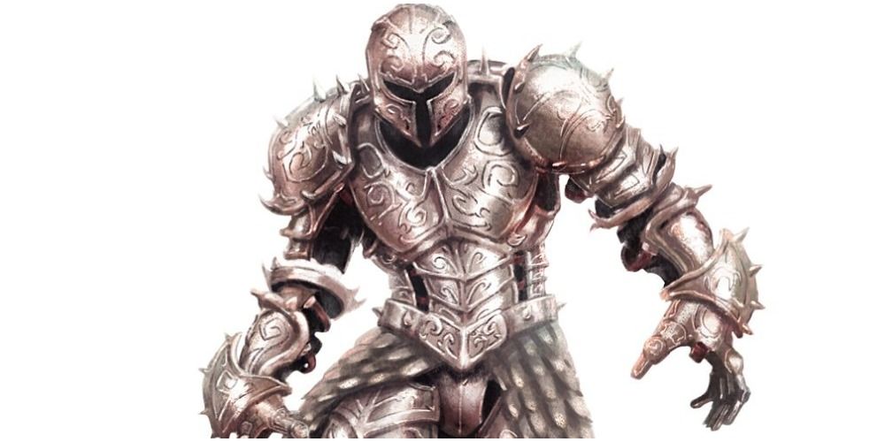 Artwork of a hollow metal armor
