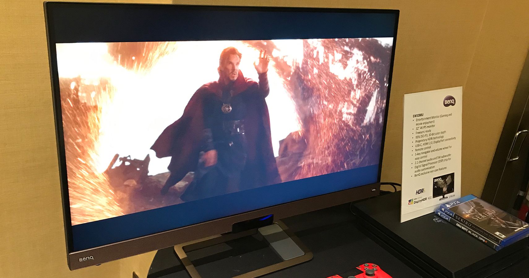 BenQ 32-inch Entertainment Monitor showing an action scene.