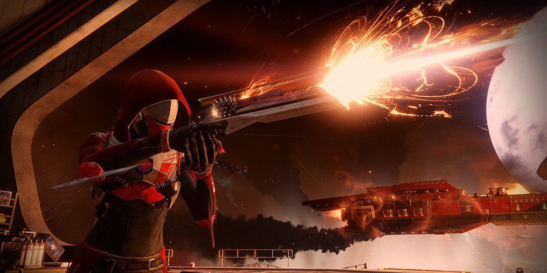 Destiny 2 Sunshot Hand Cannon firing during campaign.