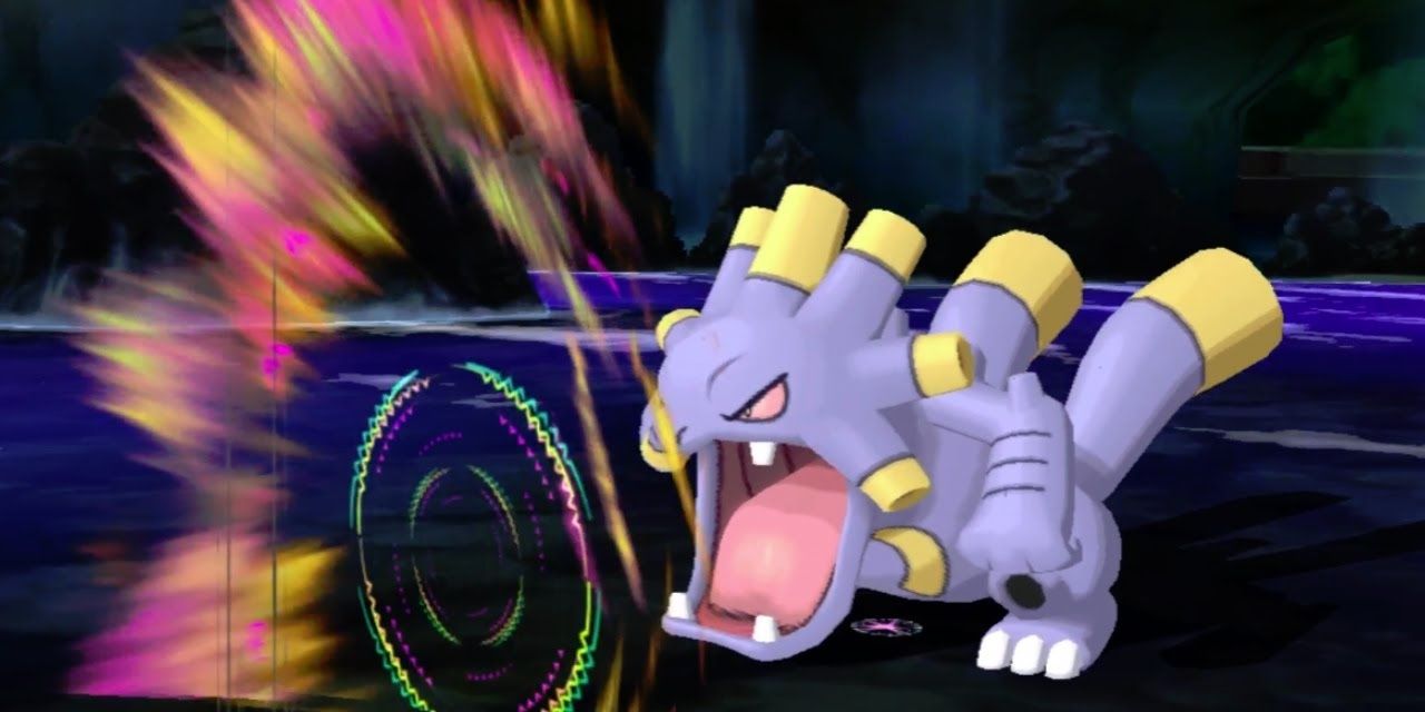 Exploud screaming violently in a Pokemon Go battle