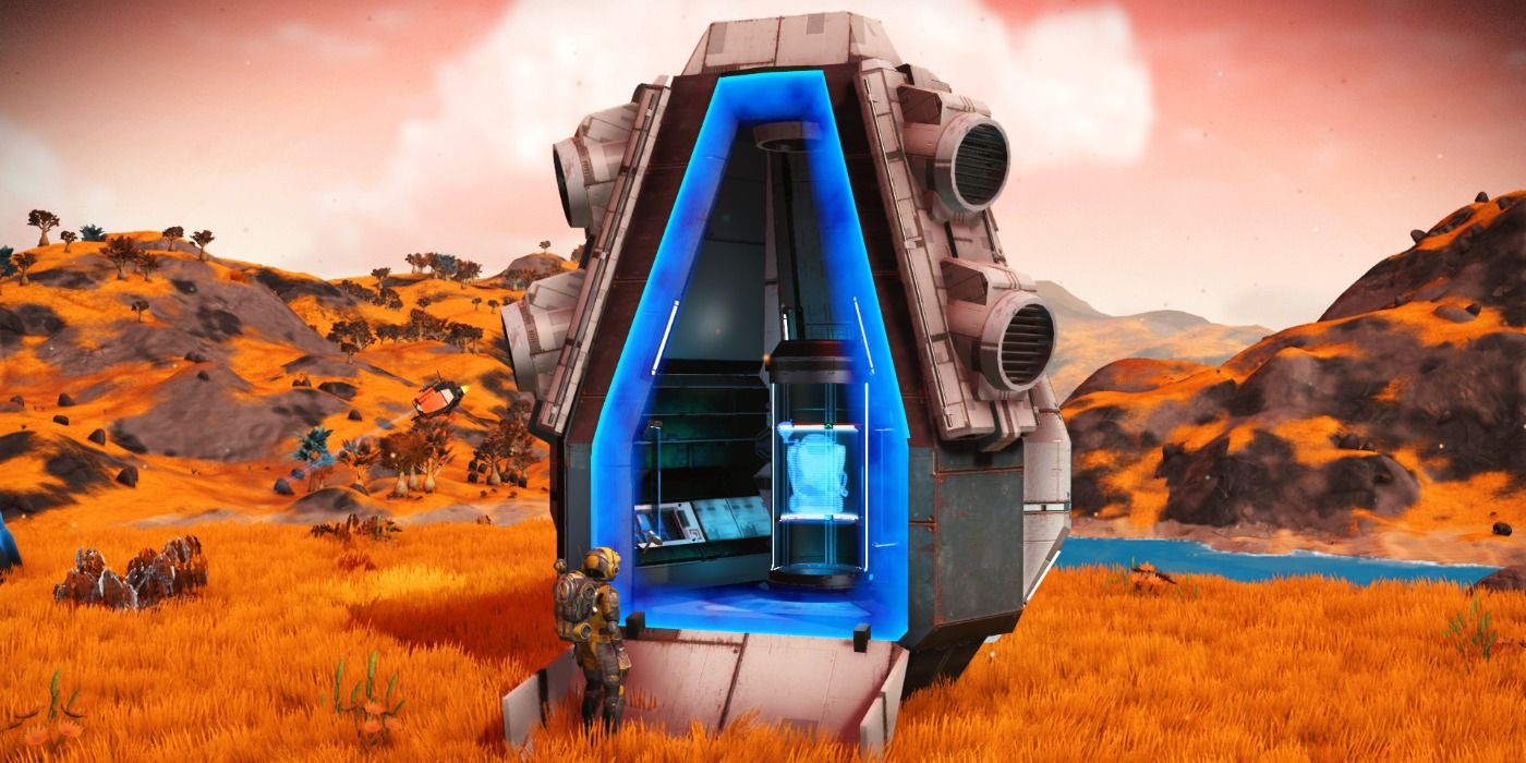 Exo suit upgrade drop pod on orange grassy planet