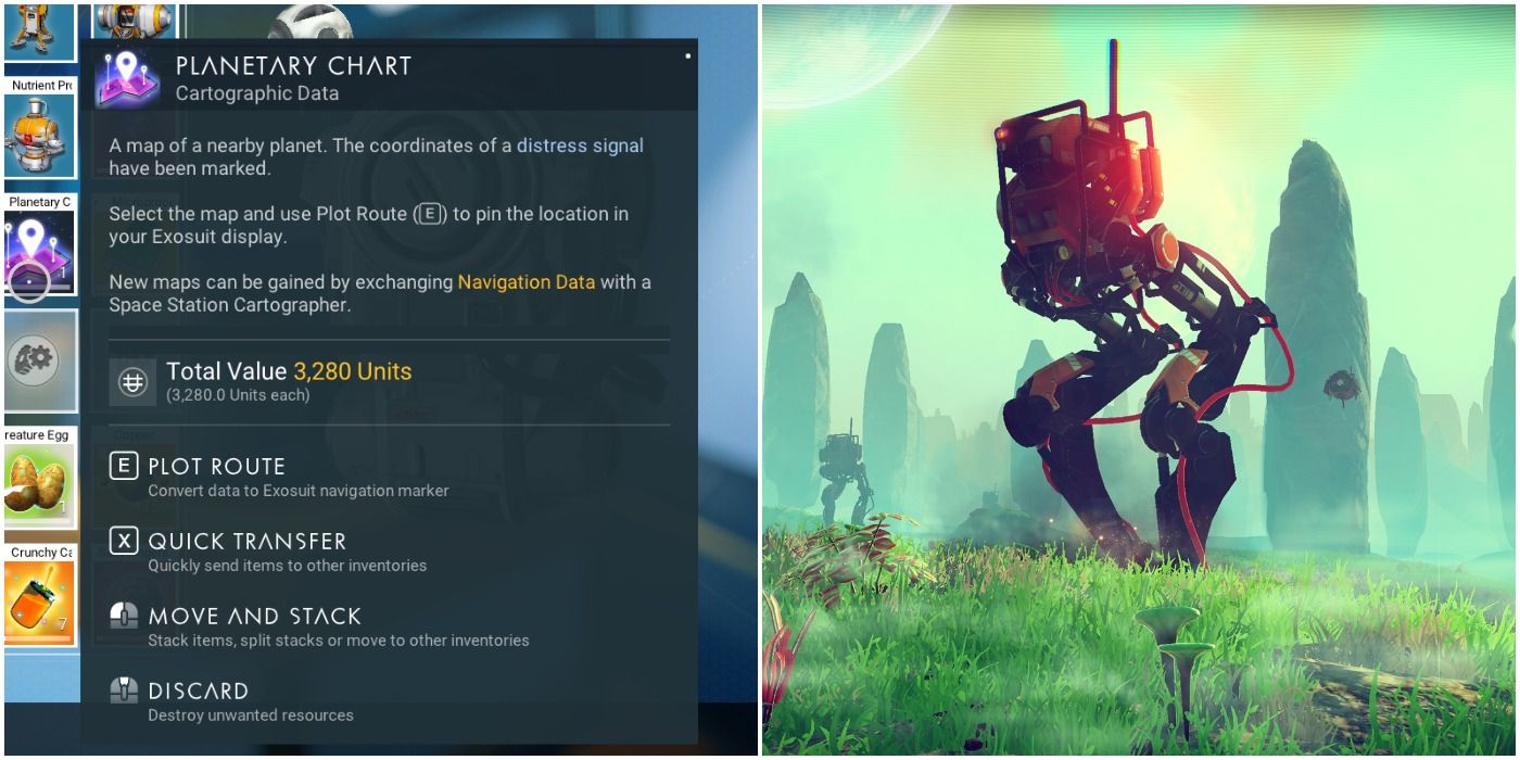 Planetary chart on left, large sentinel walker on right