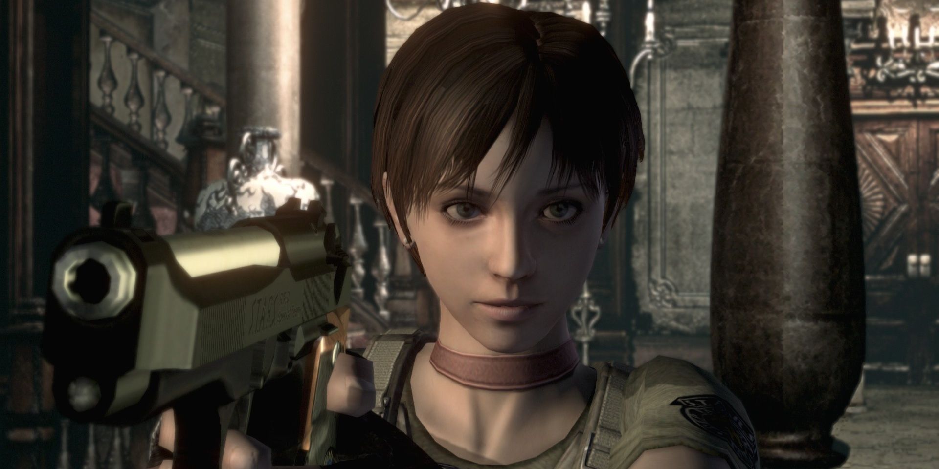 Resident Evil Zero Screenshot Of Rebecca Pointing Gun At Camera