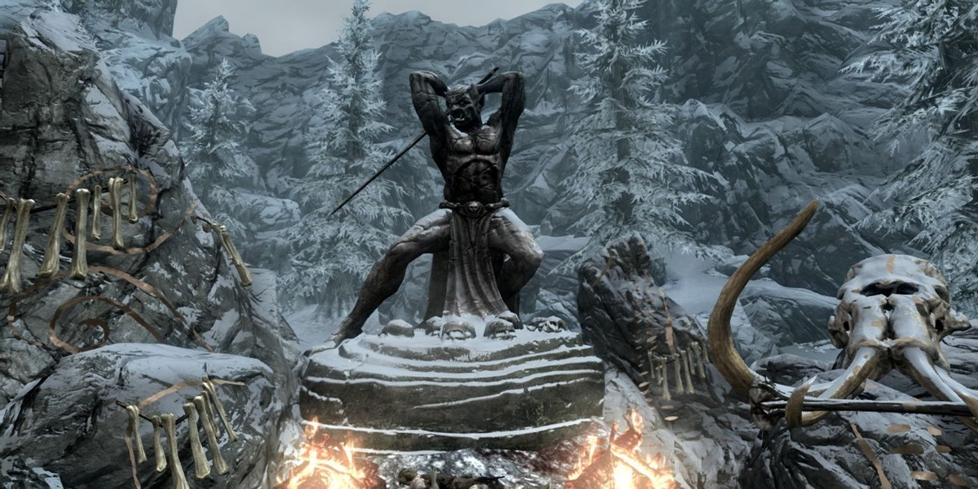 Orcish statue of Malacath in Skyrim