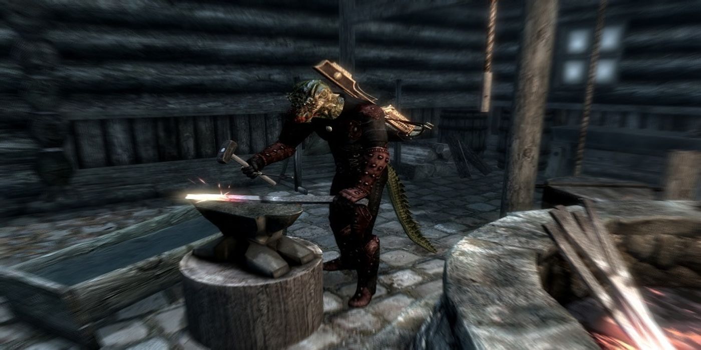 Skyrim Player at forge
