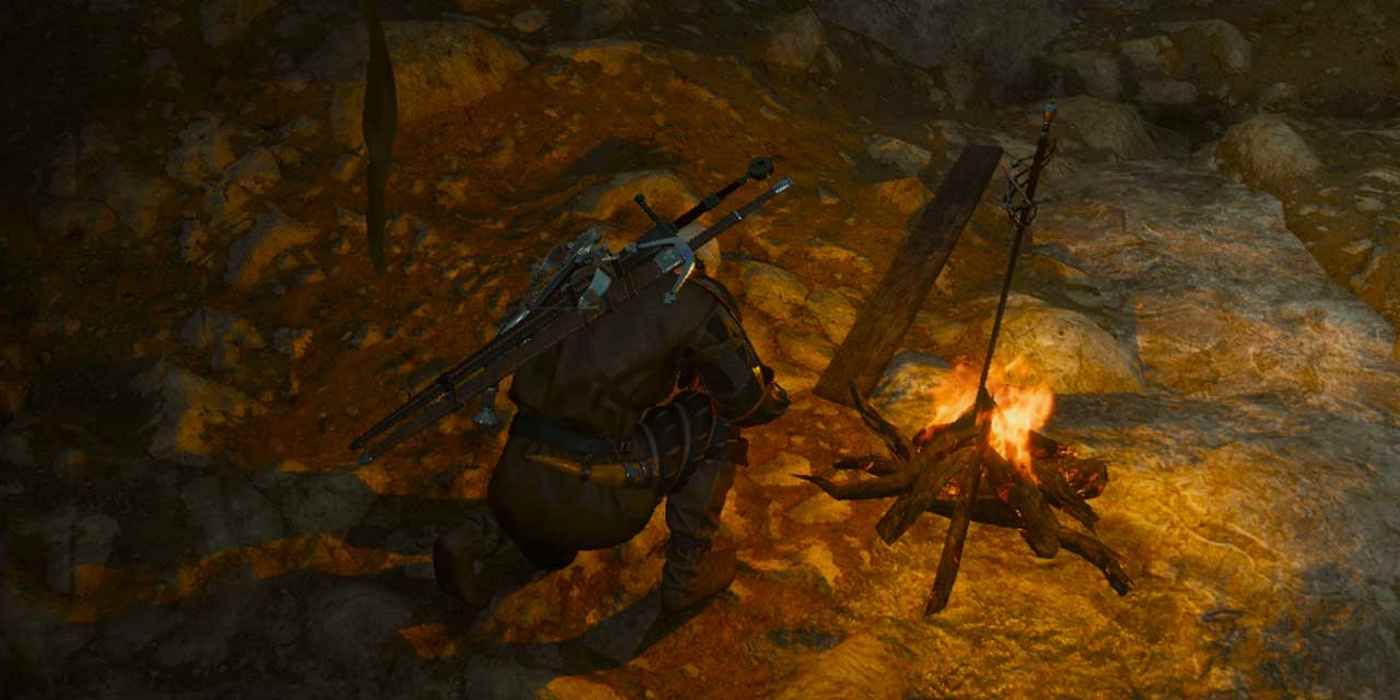 A Dark Souls bonfire in The Witcher 3