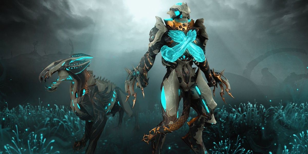 Warframe Nidus and Kubrow deluxe skins.