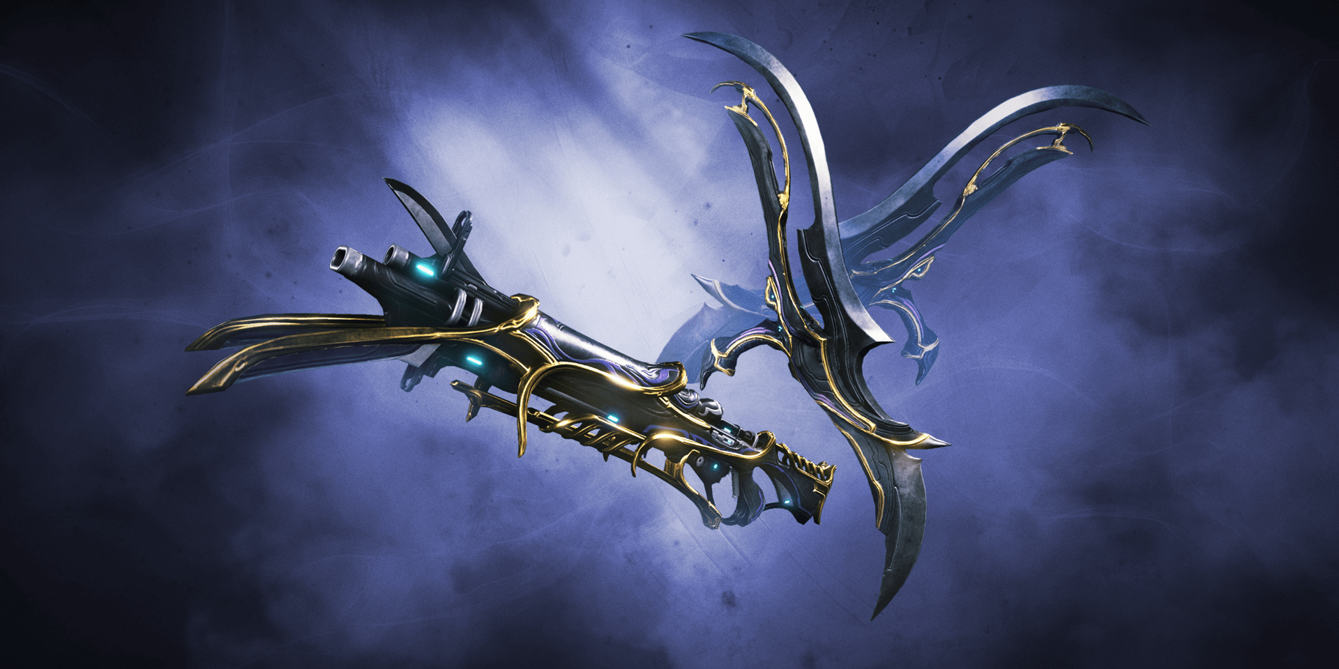 Warframe Tiberon and Kronen Prime weapons.