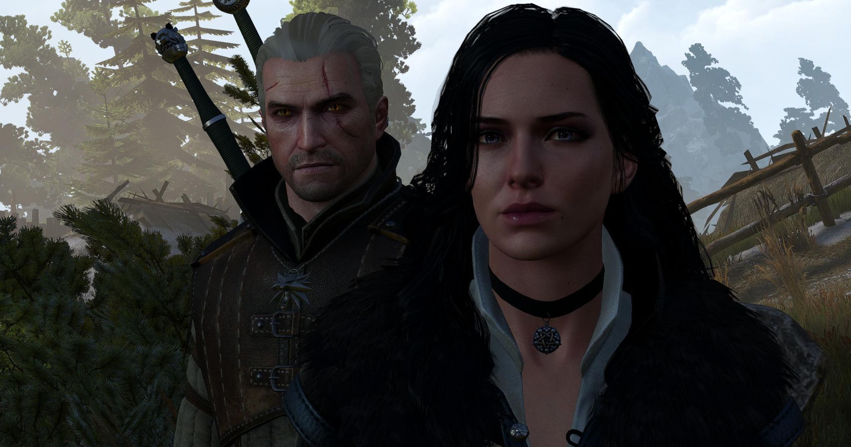 Witcher 3 Screenshot von Geralt hinter Yennefer