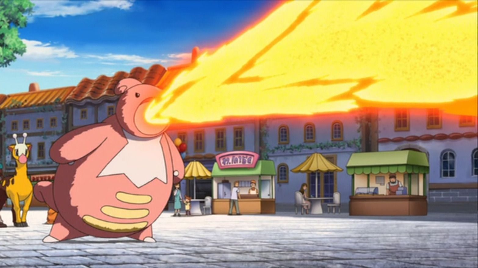 lickilicky in the pokemon anime using a fiery move 