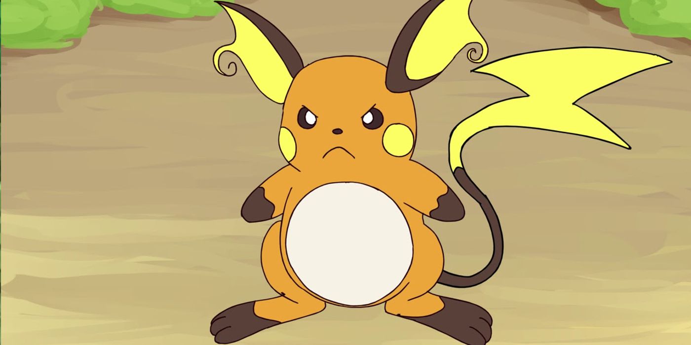 Raichu standing and looking angry